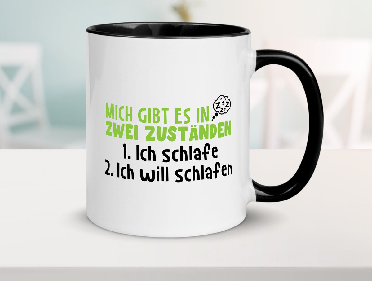 Zwei Zustände | Schlaf Faulpelz Schlafmütze Müdigkeit lustig Humor Geschenkidee Tasse