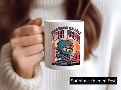 4. Geburtstag | Ninja Junge 4 Jahre lustiger Spruch Geschenk Geschenkidee Tasse