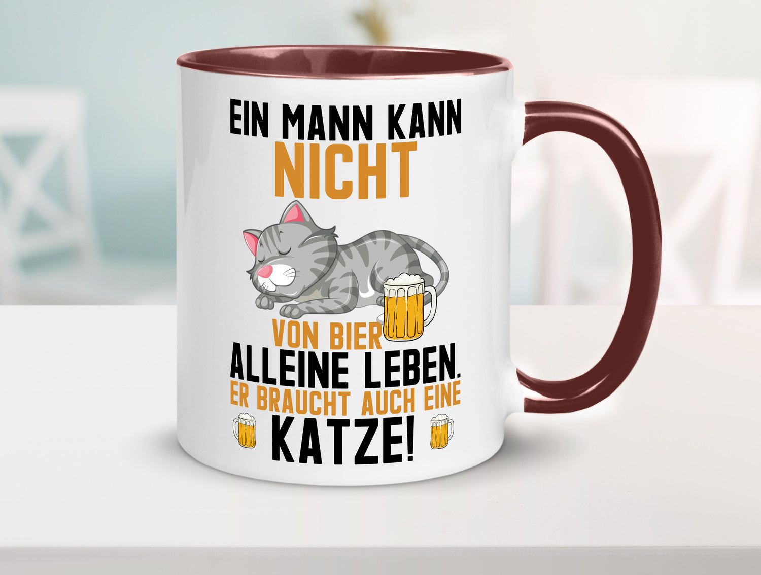 Von Bier leben | Mann braucht eine Katze Katzenliebhaber Geschenk Tierliebhaber