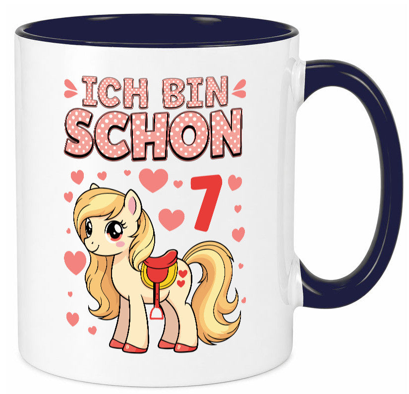 7. Geburtstag | 7 Jahre Mädchen Reiten Pony lustiger Spruch Geschenk Tasse