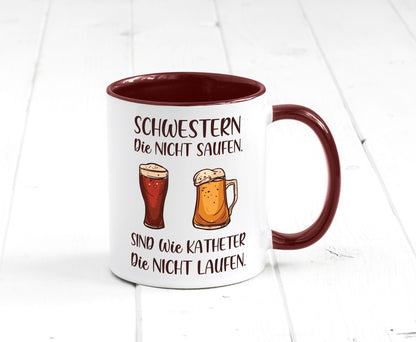 Schwestern die nicht saufen, Katheder laufen | Gläser lustiger Spruch Geschenk