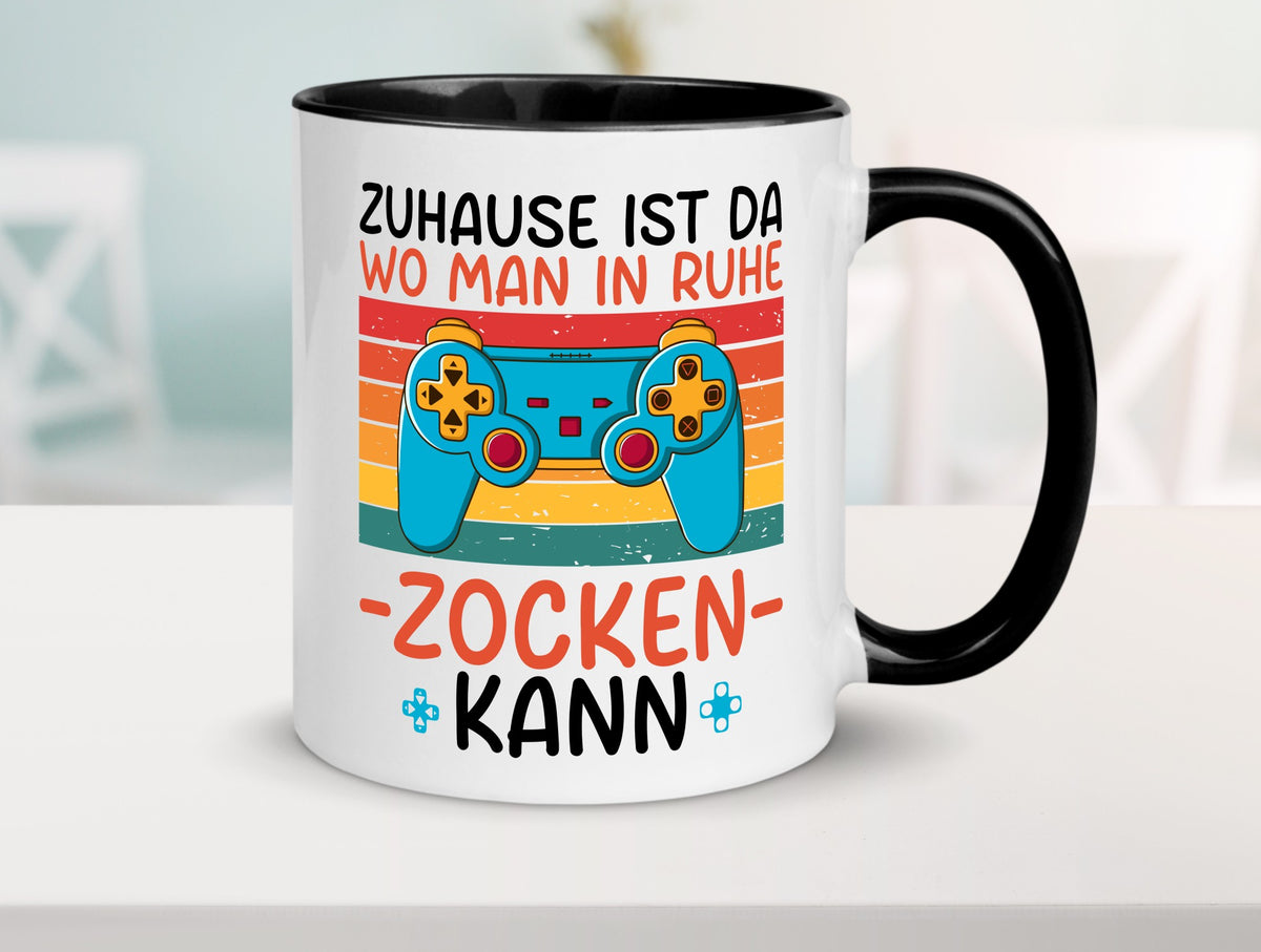 Zuhause ist da wo man in ruhe Zocken kann | Gamer Geschenk Humor Geschenkidee Tasse
