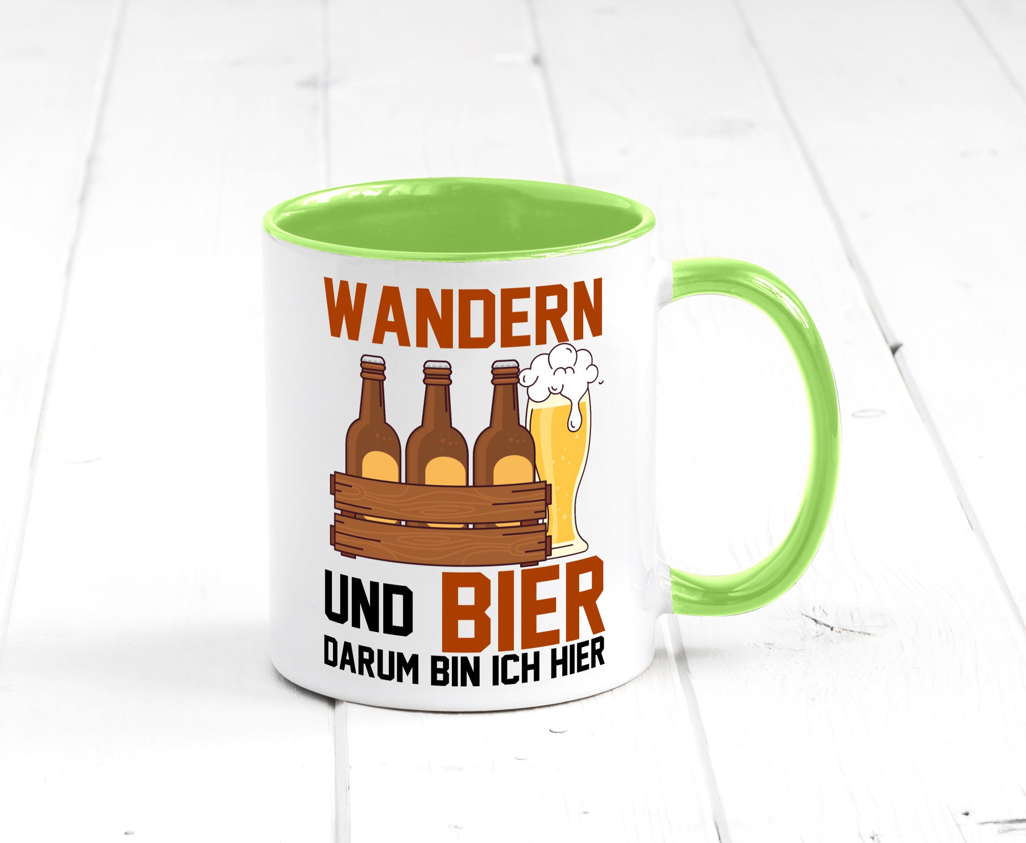 Wandern und Bier darum bin ich hier | Bierkasten lustiger Spruch Geschenk Humor