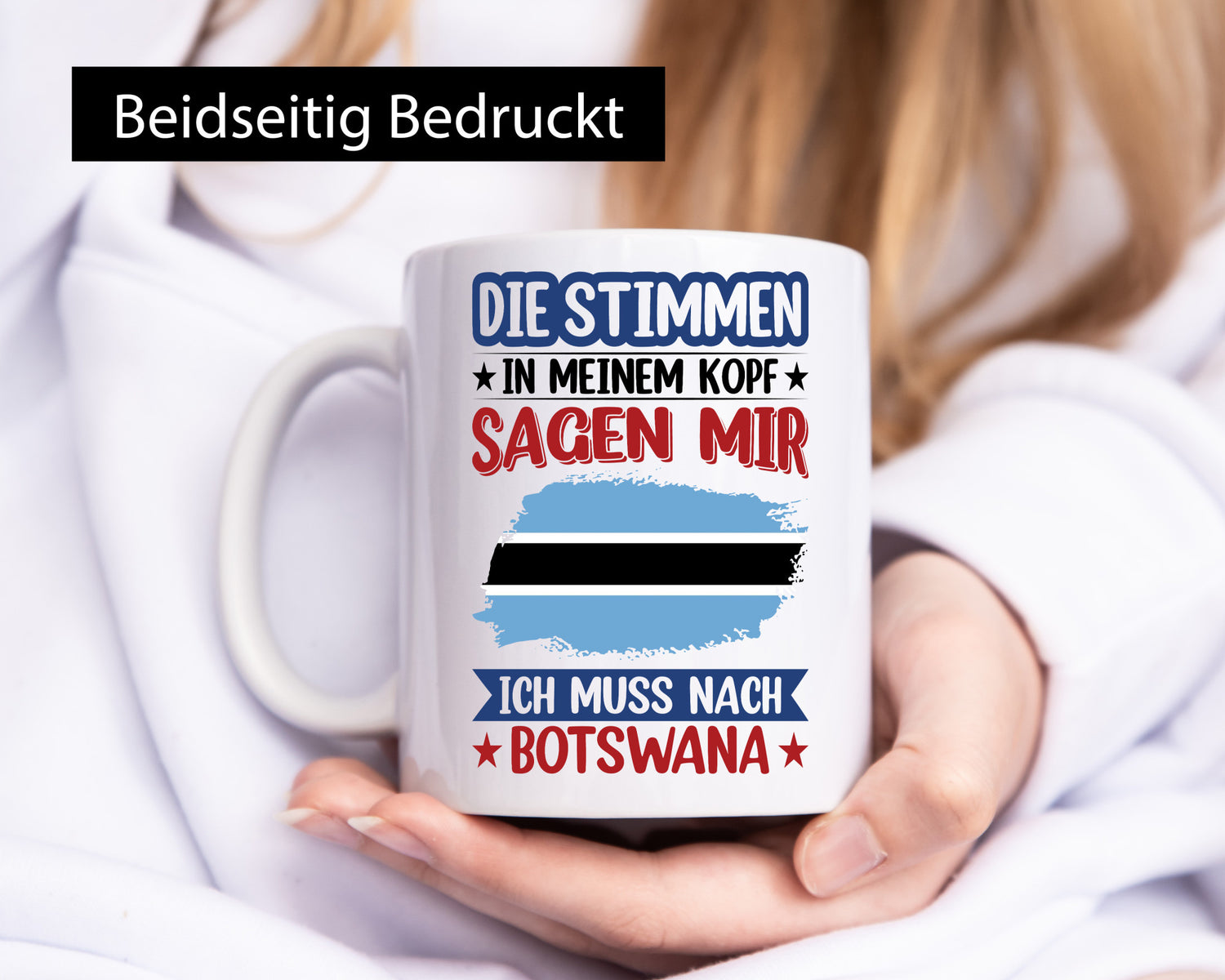 Botswana | Urlaub Stimmen in meinem Kopf Traumland Geschenkidee Humor Tasse