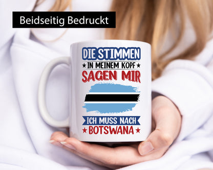 Botswana | Urlaub Stimmen in meinem Kopf Traumland Geschenkidee Humor Tasse