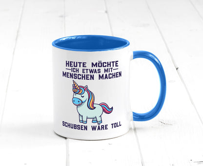 Heute möchte ich Menschen schubsen | Einhorn v2 Geschenk Humor Geschenkidee