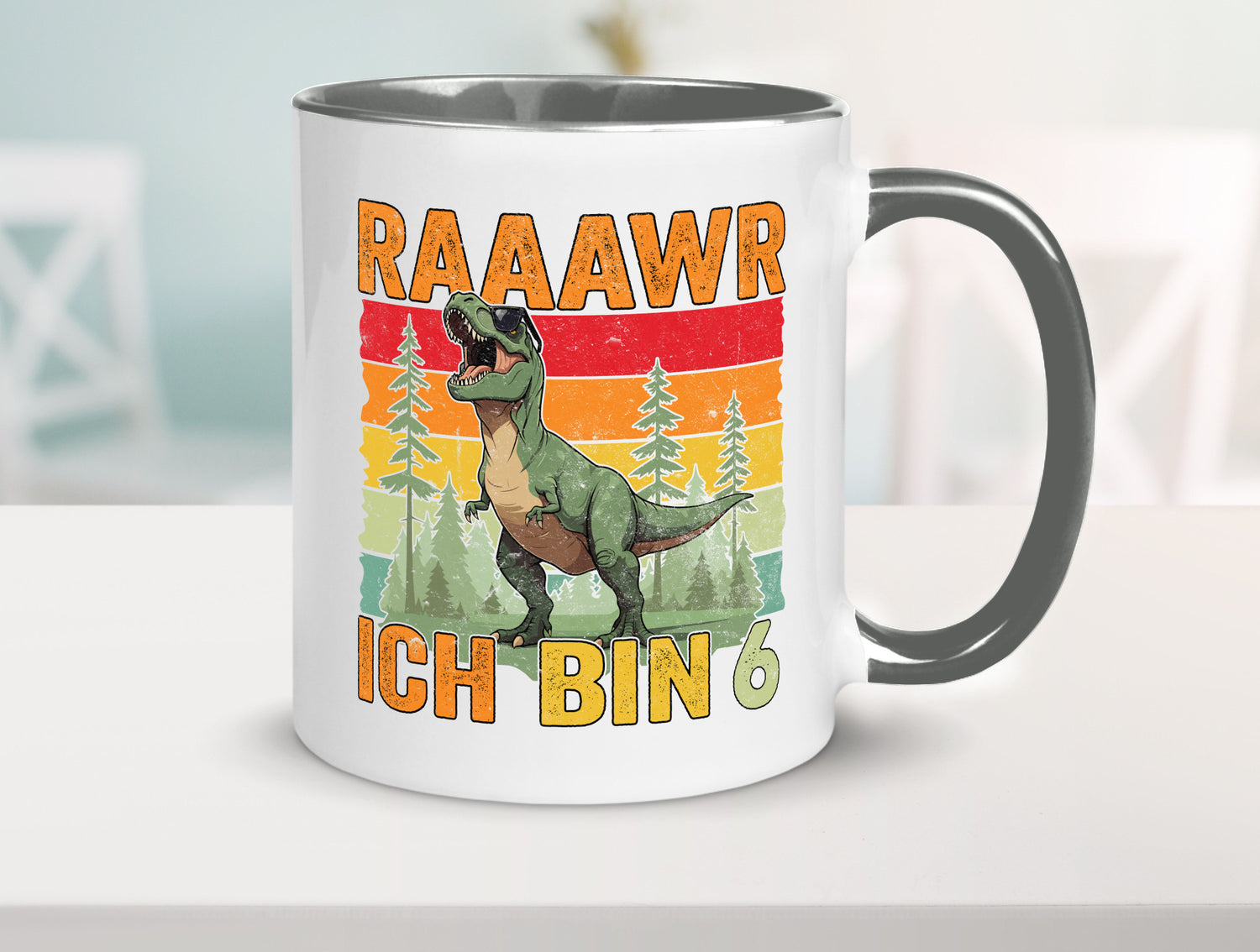 6. Geburtstag | 6 Jahre rarrrr ich bin Dinosaurier Humor Geschenkidee Tasse