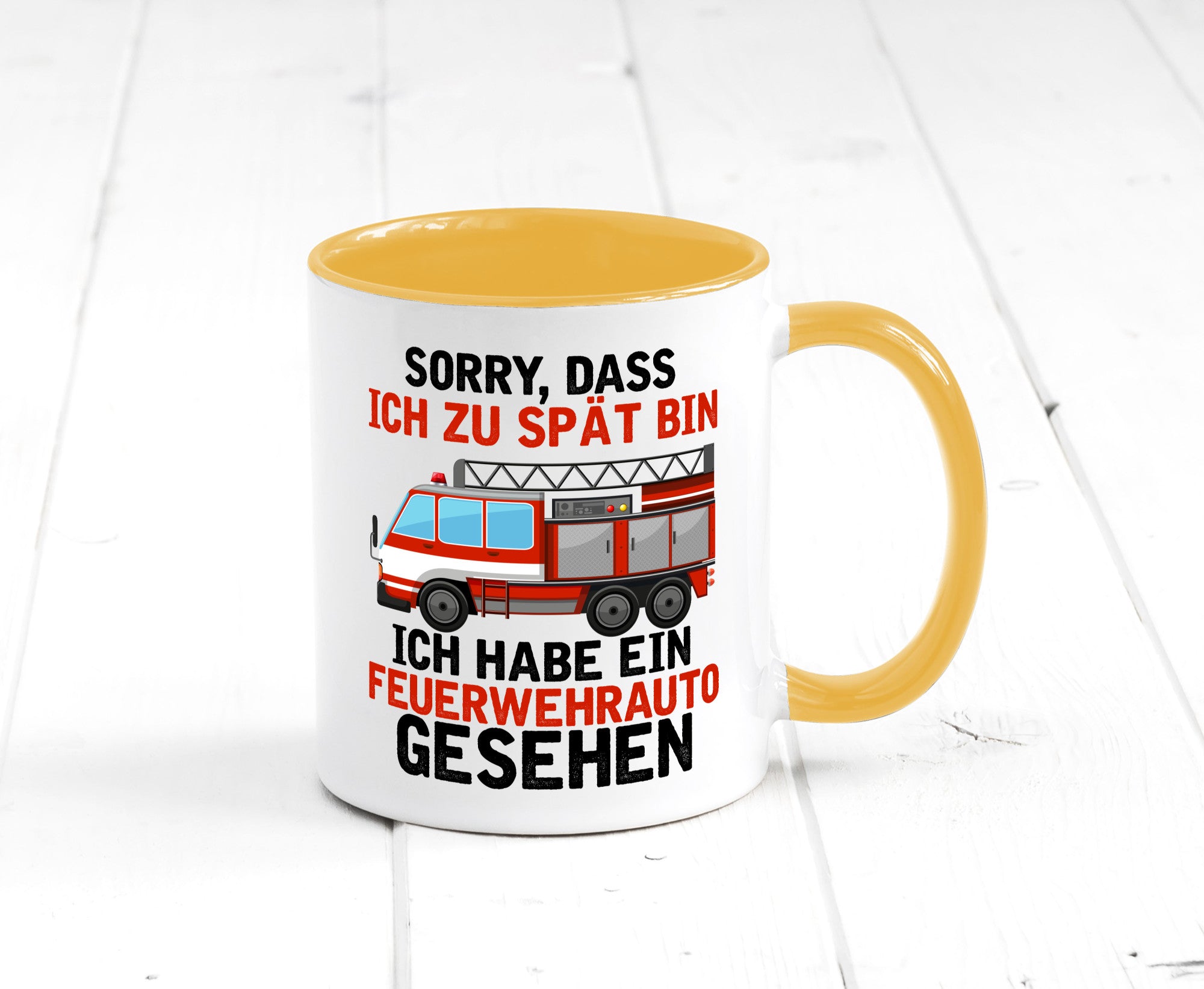 Ich hab ein feuerwehrauto gesehen | lustig Humor Geschenkidee Geschenk Tasse