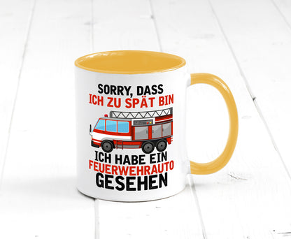 Ich hab ein feuerwehrauto gesehen | lustig Humor Geschenkidee Geschenk Tasse