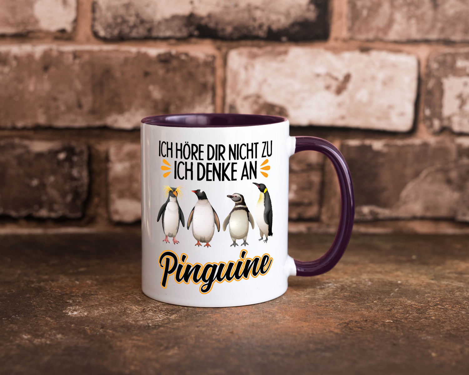 Ich denke an Pinguine Geschenkidee Humor Tasse