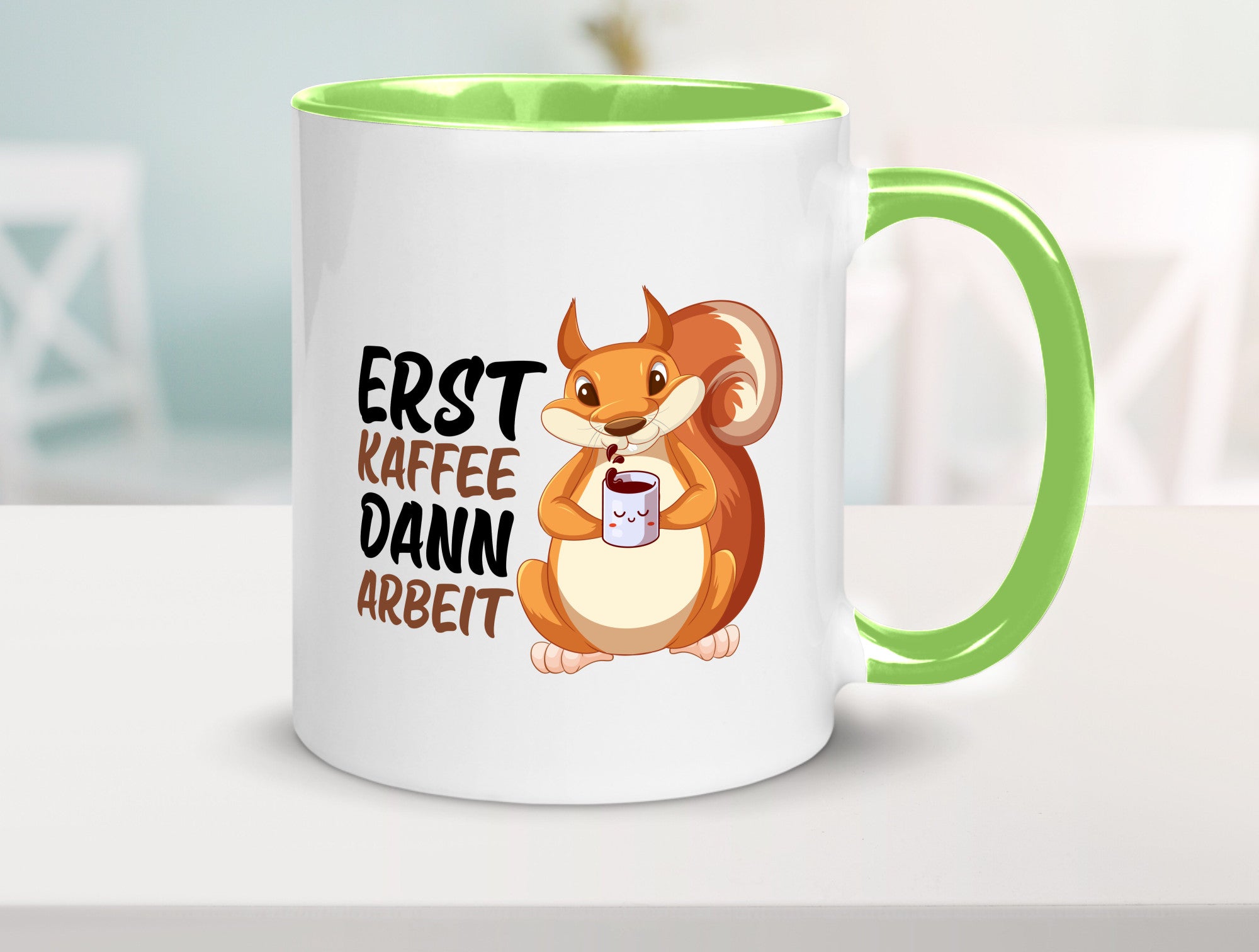 Erst Kaffee dann Arbeit | Büro Eichhörnchen Kaffeefreund Humor Kollegen