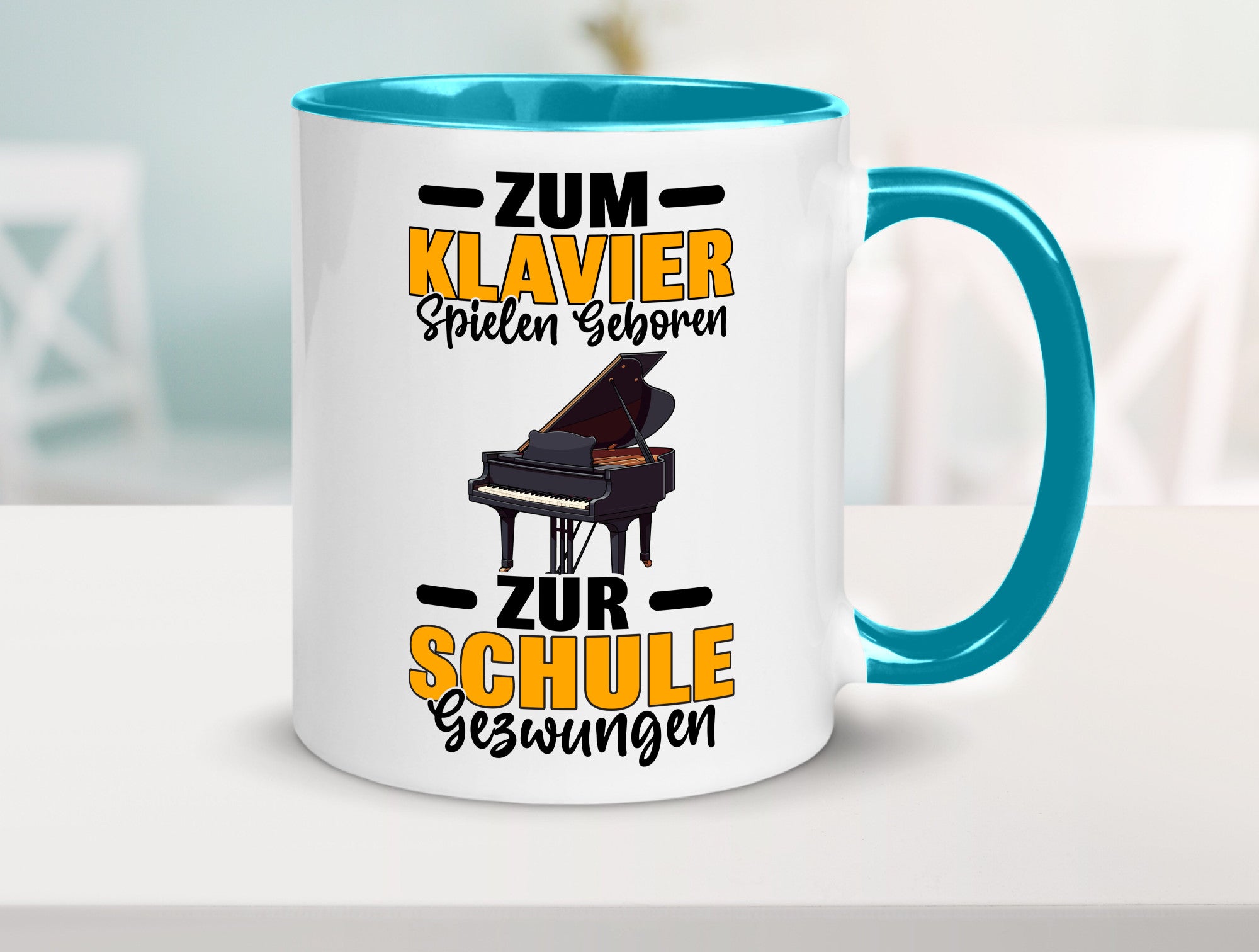 Zum Klavier spielen geboren zur Schule gezwungen v2 lustiger Spruch Geschenk