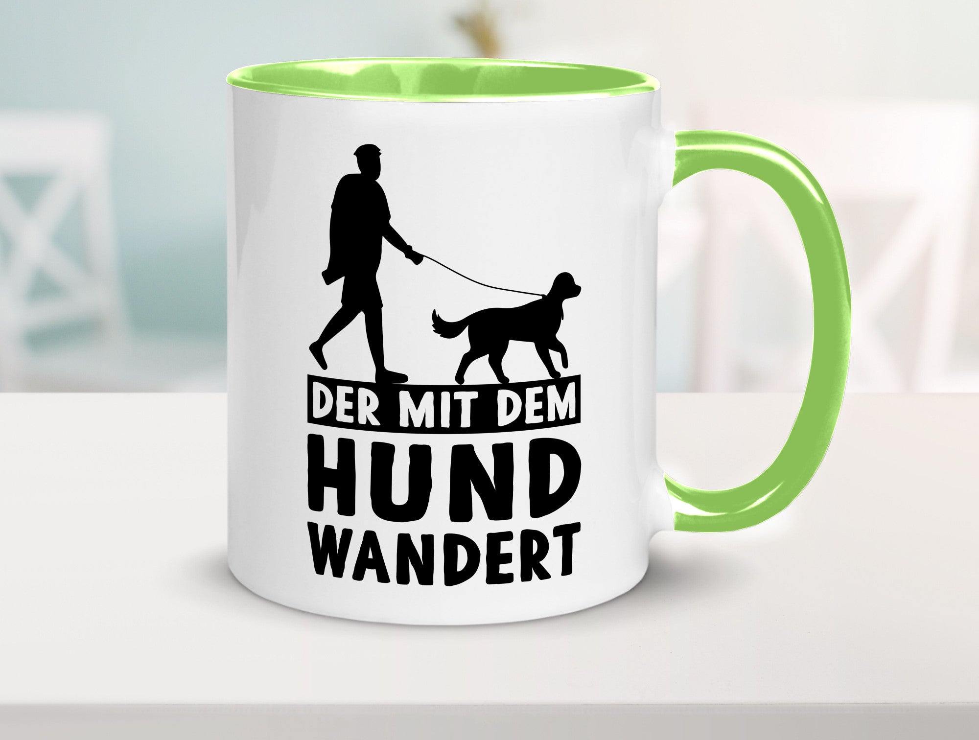 Der mit dem Hund wandert | Mensch Geschenkidee Tierliebhaber Humor Tasse