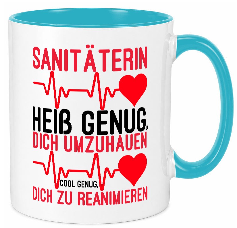 Heiße Sanitäterin | Reanimation Puls Rettungsdienst lustiger Spruch Geschenk Tasse