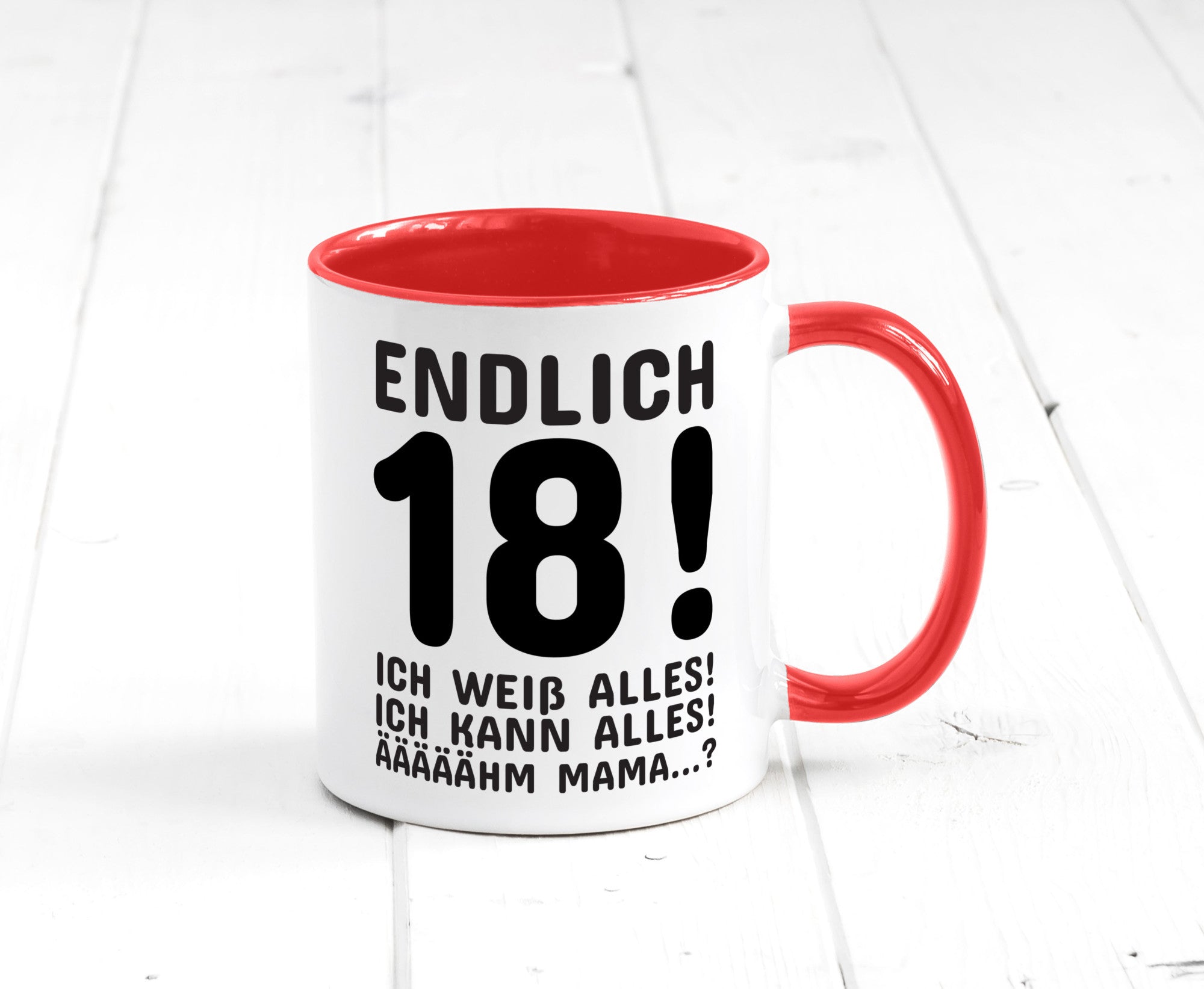Endlich 18 | Geburtstag Tasse volljährig Erwachsen lustig Geschenkidee Geschenk