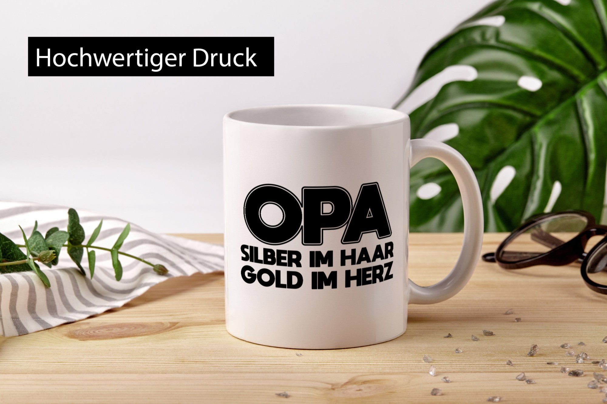 Opa silber im Haar, Gold Herz | Ffrisur Haarfarbe lustiger Spruch Geschenk