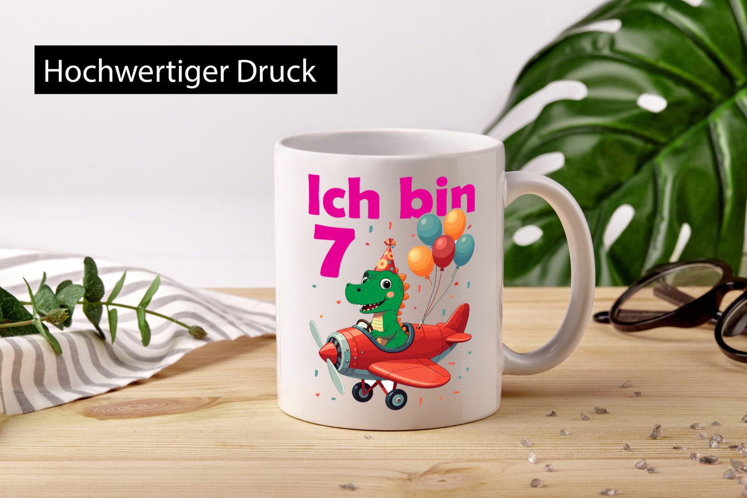 7. Geburtstag | 7 Jahre Drache Flugzeug Humor Geschenkidee Tasse