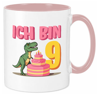 9 Geburtstag | Jahre Dinosaurier mit Kuchen Geschenk Geschenkidee lustiger Tasse