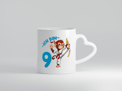 Ich bin 9 | 9. Geburtstag Karate Kampfsport Affe Geschenkidee Humor Tasse