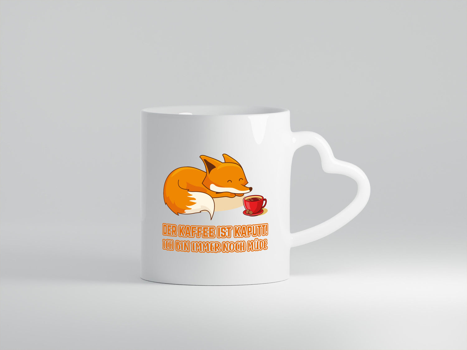 Kaffee kaputt | Morgenmuffel Tasse Fuchs müde lustig Humor Geschenkidee Geschenk