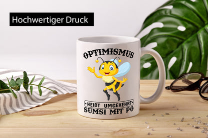 Optimismus umgekehrt Geschenkidee Humor Tasse