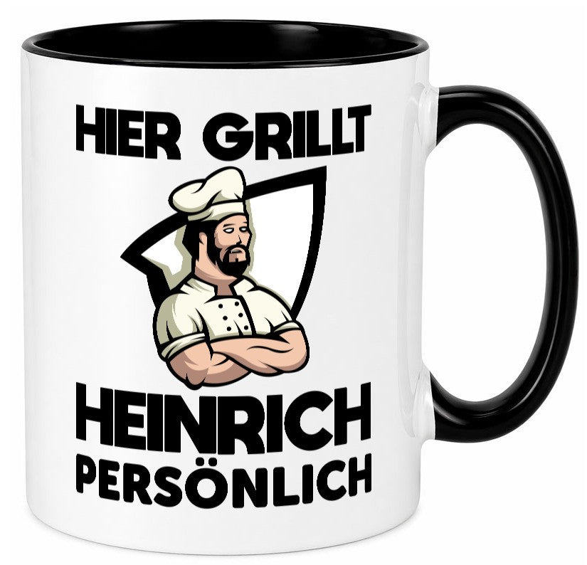 Hier Grillt Heinrich Persönlich | Grillmeister Geschenk Humor Geschenkidee Tasse
