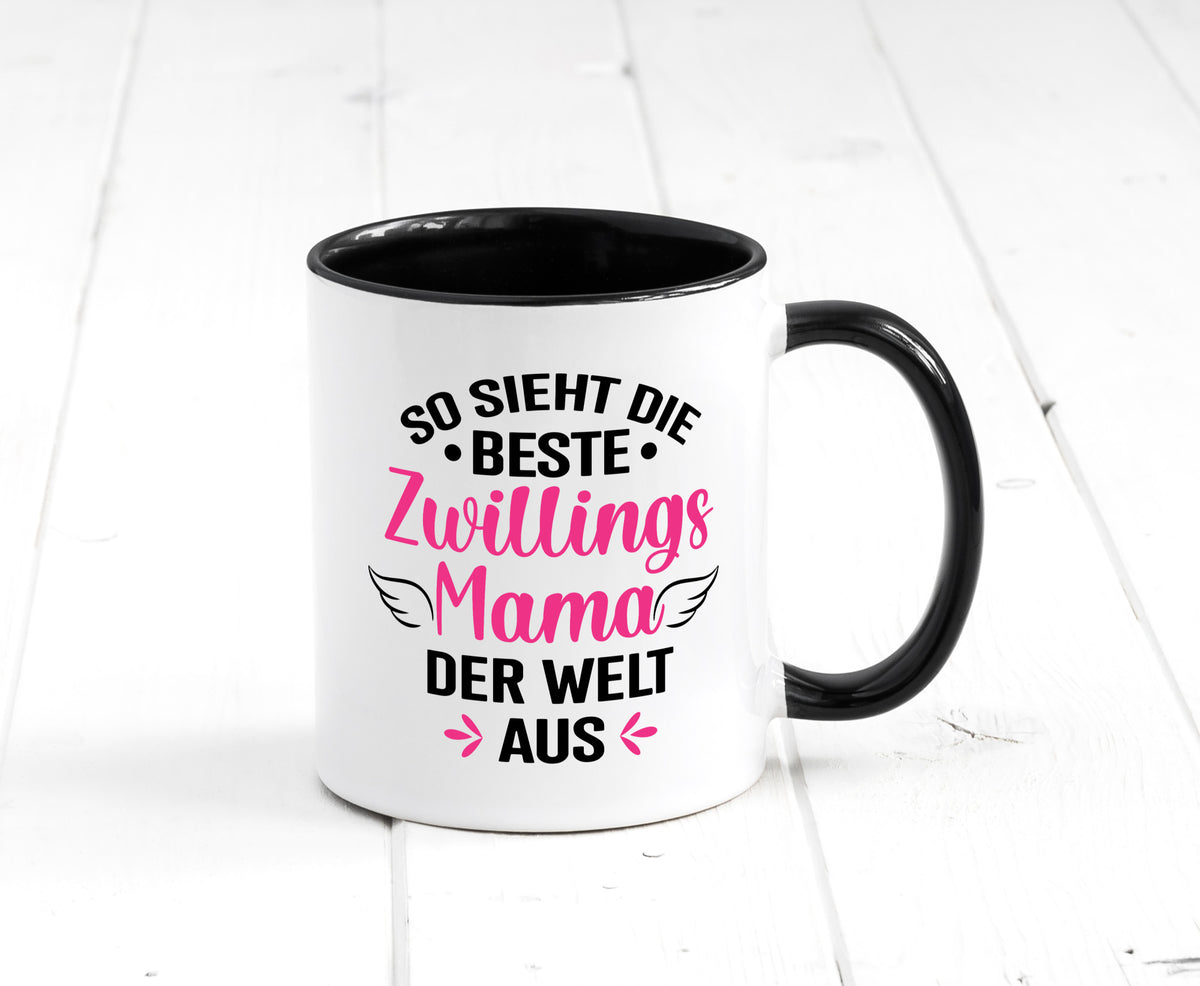 So sieht die Beste Zwillingsmama der Welt aus | Mama lustiger Spruch Geschenk Tasse