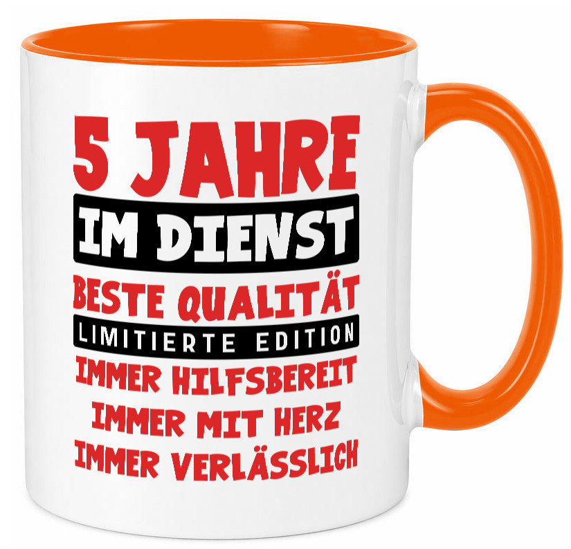 5 Jahre im Dienst | Jubiläum Arbeit v9 Geschenk Kollegen Büro lustiger Spruch Tasse