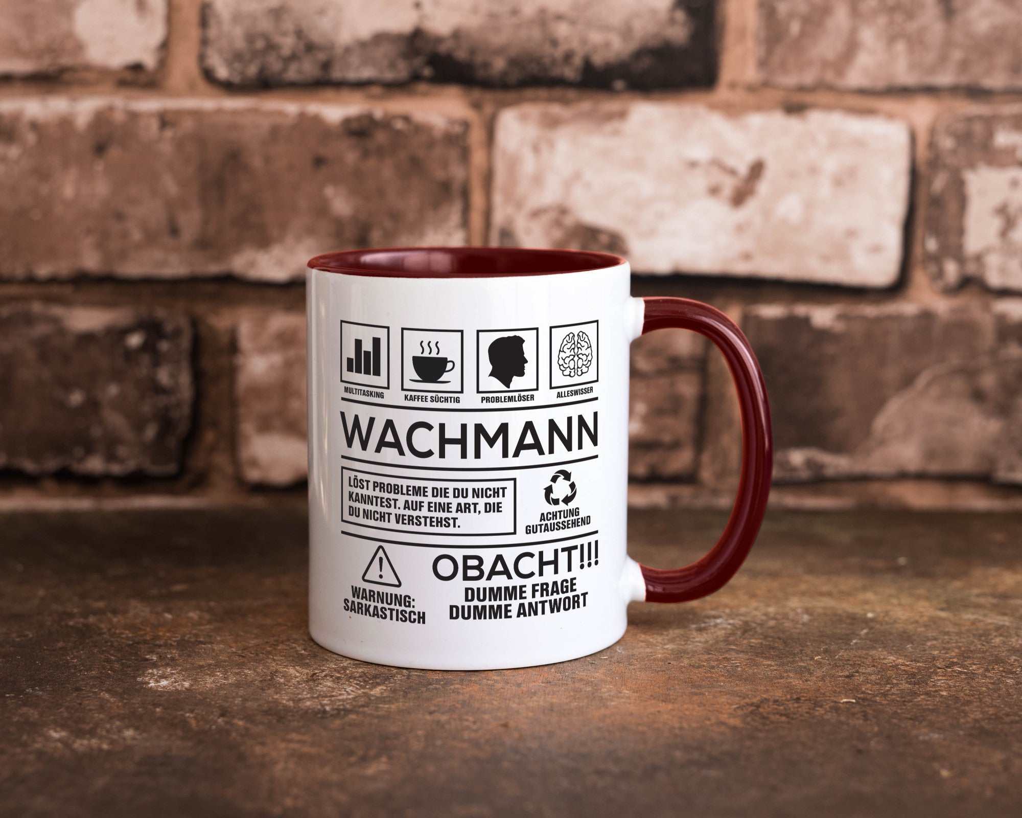 Achtung Probleme Wachmann | Wachpersonal Nachtwächter Geschenkidee Humor Tasse