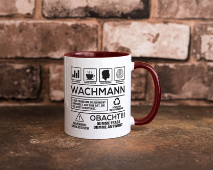 Achtung Probleme Wachmann | Wachpersonal Nachtwächter Geschenkidee Humor Tasse