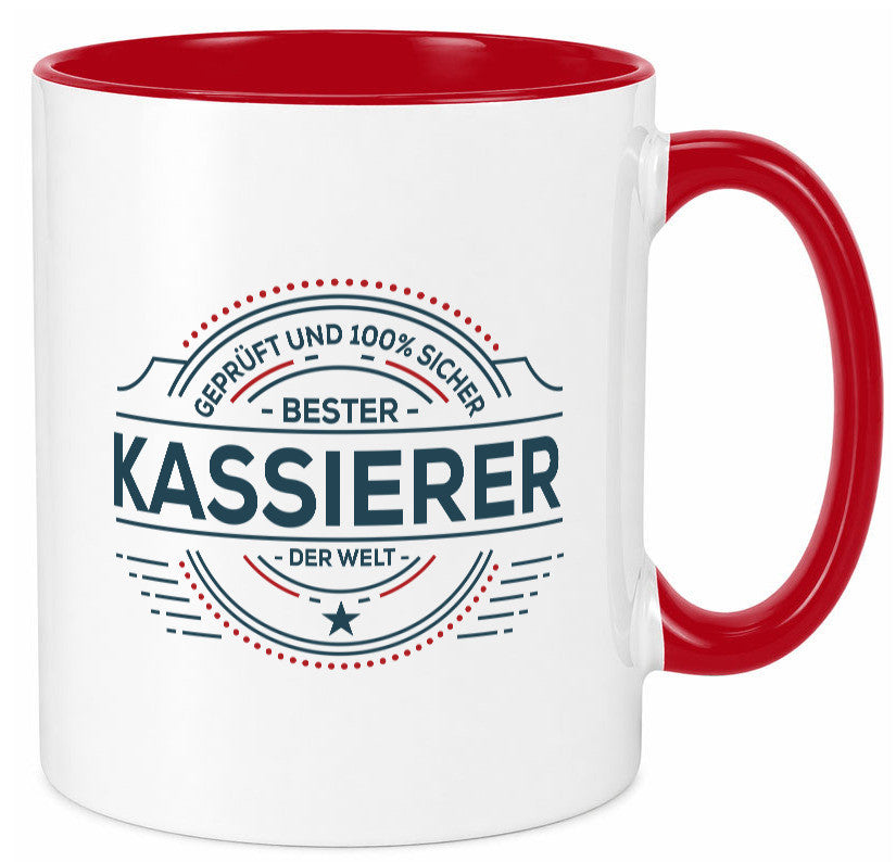 Geprüft und sicher: Kassierer lustig Humor Geschenkidee Geschenk Tasse