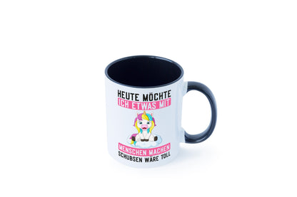 Mit Menschen machen | Schubsen Einhorn Nerv mich ned lustig Humor Geschenkidee Tasse