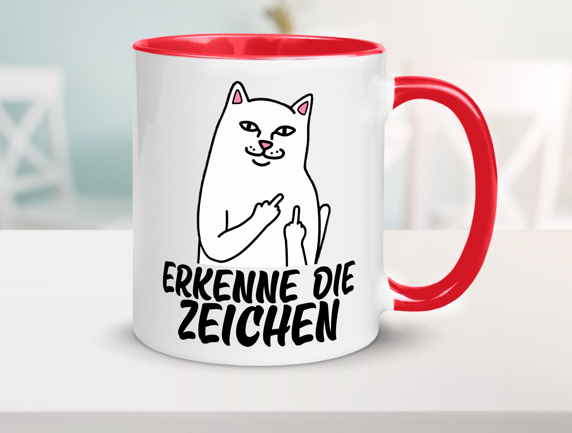 Erkenne die Zeichen | Katze Schatten Mittelfinger Geschenk Tierliebhaber Humor