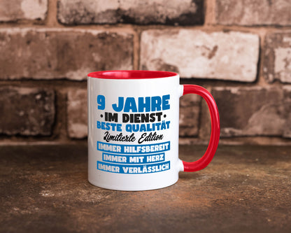 9 Jahre im Dienst | Jubiläum Arbeit v7 lustig Kollegen Büro Geschenk Tasse