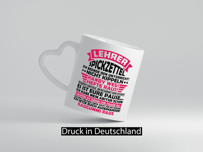 Lehrer Spickzettel | Beruf Tasse lustiger Spruch vl8 Geschenkidee Arbeit