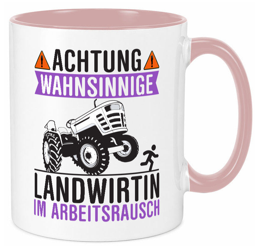 Landwirtin im Arbeitsrausch | Bauer Achtung! lustiger Spruch Geschenk Arbeit Tasse