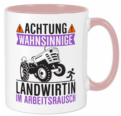 Landwirtin im Arbeitsrausch | Bauer Achtung! lustiger Spruch Geschenk Arbeit Tasse