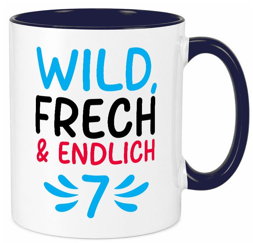 7. Geburtstag | 7 Jahre Wild &amp; Frech lustiger Spruch Geschenk Geschenkidee Tasse