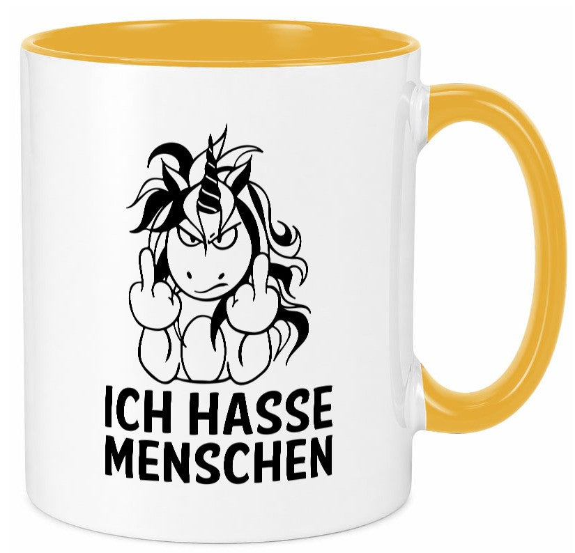 Ich hasse Menschen | Einhorn Stinkefinger lustig Humor Geschenkidee Geschenk Tasse