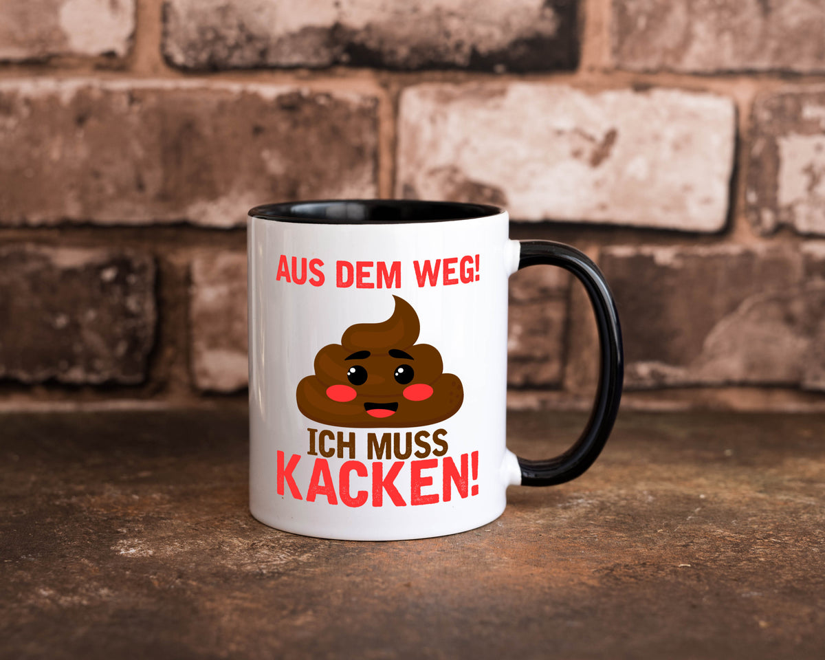 Aus dem weg ich muss kacken | Toiletten Spruch Pupsen Geschenkidee Humor Tasse
