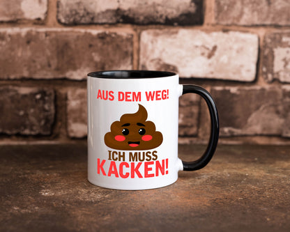 Aus dem weg ich muss kacken | Toiletten Spruch Pupsen Geschenkidee Humor Tasse