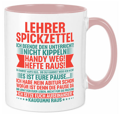 Lehrer Spickzettel | Beruf Tasse lustiger Spruch vl4 lustig Arbeit Kollegen
