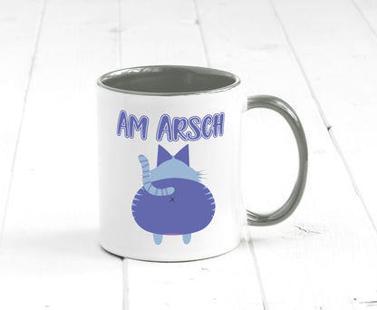 Am Arsch | Katzenmotiv Tasse Kollege Katzenbesitzer Geschenkidee Arbeit