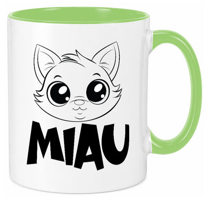 Miau | Katze Geschenkidee Tierliebhaber Humor Tasse