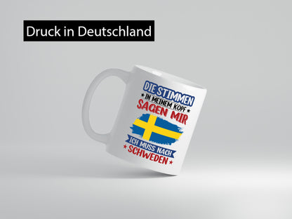 Schweden | Urlaub Stimmen in meinem Kopf Traumland v2 Geschenkidee Humor Tasse