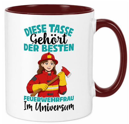 Im Universum: Feuerwehrfrau | Feuerwehr lustig Humor Geschenkidee Geschenk Tasse