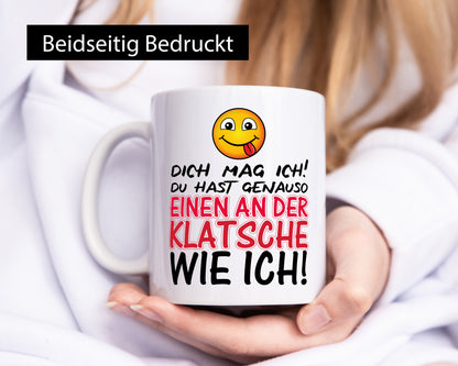 Einen an der Klatsche lustig Humor Geschenkidee Geschenk Tasse