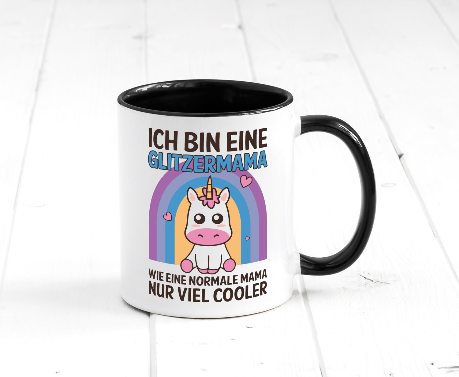 Glitzermama, wie normal, nur cooler | Einhorn Geschenkidee Familie Humor Tasse