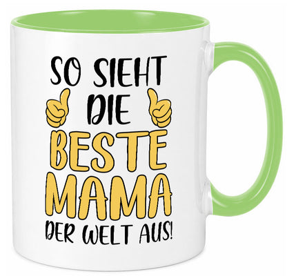 Beste Mama der Welt | Daumen hoch Geschenk Familie Geschenkidee lustiger Spruch Tasse