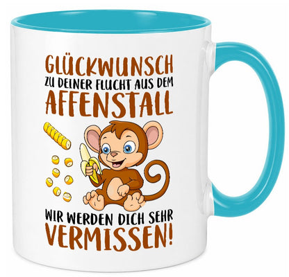 Glückwunsch zur Flucht | Affenstall Arbeitskollegen Geschenk Arbeit Kollegen Tasse